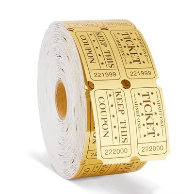 Amviner 1000 Golden Raffle Tickets Double Roll 1.97'' L X W, Gold 