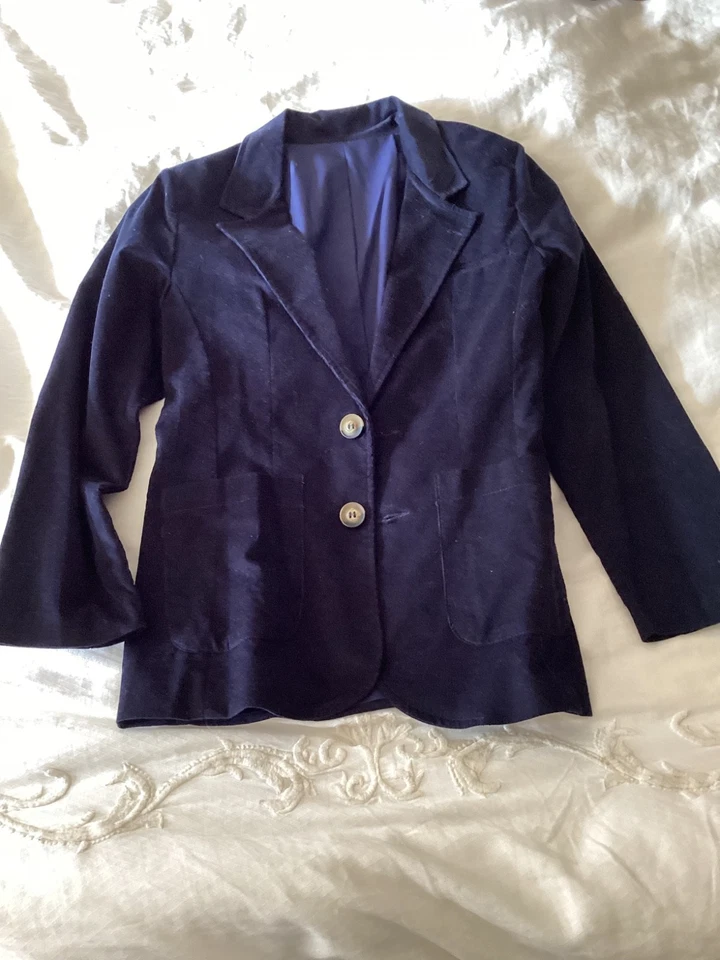 Blazer Bella Bliss niño pana azul talla 14 con parche tartán en el codo Foto 2 de 4