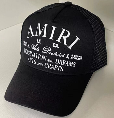 AMIRI Black Arts District Logo Trucker Hat Unisex Adjustable Snapback Baseball