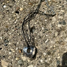 Brighton KISMET Silver Scrolled Puffy Heart Pendant Black Cord Necklace