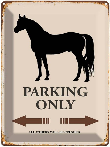 Blechschild 40X30 Cm Pferd Parking Only All Others Deko Geschenk Metall Schild-image