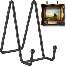 2 Pack 6 Inch Black Iron Plate Stands for Display, Metal Frame Holder Stand for