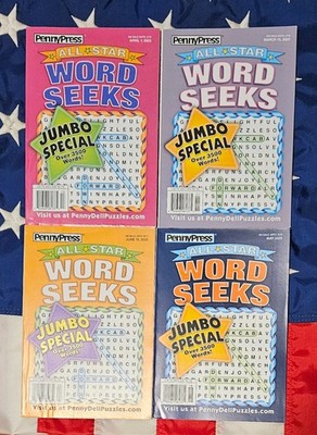 Lot of 4 Penny Press Dell Word Search Seek All Star Special Jumbo Puzzle Variety