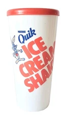 VTG Nestle Quik Ice Cream Shaker Recipe Cup Advertising Promo 1980s w Lid