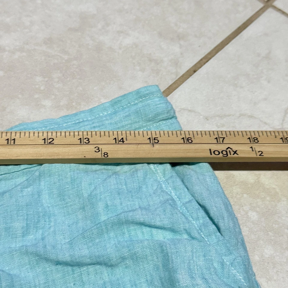 Pantalones Cortos Tommy Bahama de Lino para Mujer Pequeños Azul Aqua Cordón Cintura Elástica Foto 3 de 4