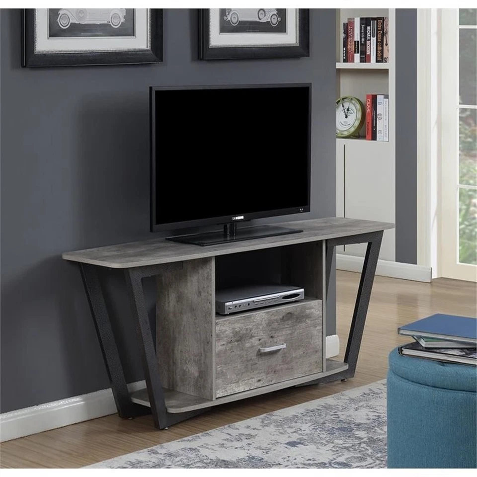 Soporte de TV Convenience Concepts Graystone 60" en acabado madera gris y negro Foto 2 de 3