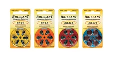 Brilliant hearing aid batteries BR 10, 13, 312, 675.