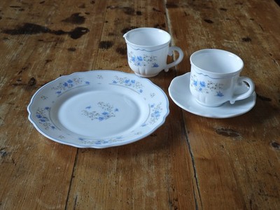 Arcopal Fleurs   kleines Set   Teller, Tasse & Kännchen Vintage - Cottagecore