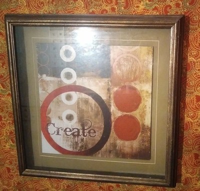 ''Create'' Framed Pictures, Wall Hanging Imagine Create 16x16'' Art Decor Abstract