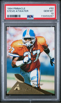 1994 PINNACLE STEVE ATWATER #50 DENVER BRONCOS HOF  PSA 10