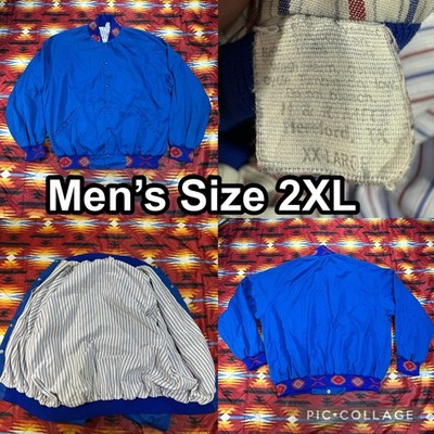 Vintage H & R MFG Men s Size 2XL Aztec Pattern Blue Jacket Liner Metal Snaps