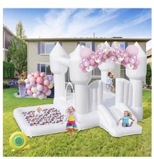 Bouncer And Slide Inflatable, White Bounce house With Slide, Includes Blower