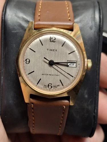 Timex Sprite 1979 Gold Tone Mens Vintage 1970s Mechanical Handwind Watch...