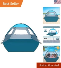 Spacious 3-4 Person Beach Tent, Easy Set Up with Mesh Windows & UPF 50+