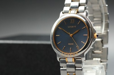 Vintage 1993 Seiko Lucent 5E21-6B80 Blue Roman Quartz Mens Watch From JAPAN