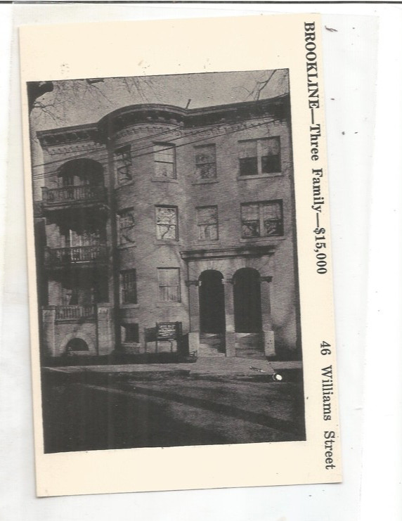 BROOKLINE MASSACHUSETTS MASS MA 46 WILLIAMS ST  1942 OLD ORIGINAL ASKING 15000