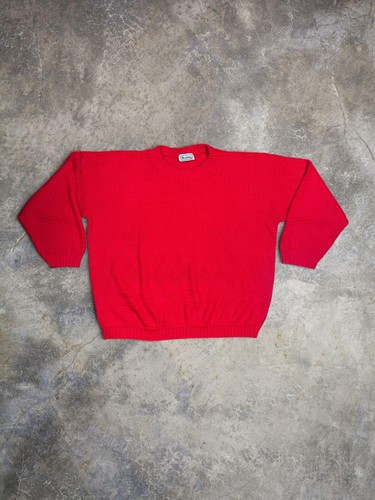 Vtg Brunny Knit USA Made Knit Red Wool Patterned Sweater Sz M