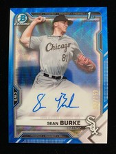 2021 Bowman Chrome Draft SEAN BURKE 1st Rookie BLUE WAVE REFRACTOR AUTO #/150 RC