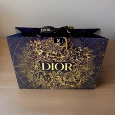 CHRISTIAN DIOR Limited Edition Holiday Gift Bag ~ Navy Blue & Gold ~ New