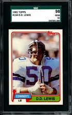 1981 Topps NFL Football #134 D.D. Lewis SGC 10 GEM-MINT Dallas Cowboys Card