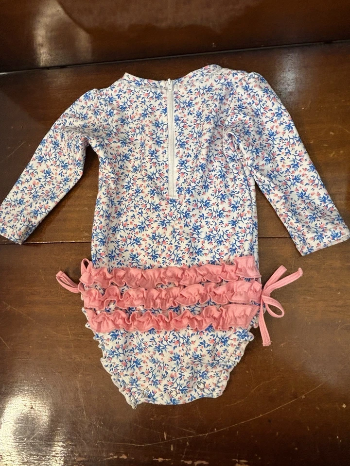 RuffleButts 12-18 m Mädchen UPF 50+ Langarm Einteiler Badeanzug mit Reißverschluss 79