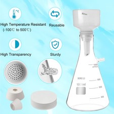 1000ml Buchner Funnel Filtering Kit Lab Filtering Flask Glass w/ Flask Funnel US