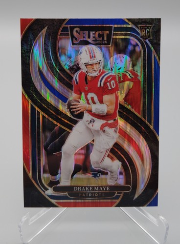 2024 Panini Select - Premier Level Drake Maye #113 Red & Blue Shock Prizm RC