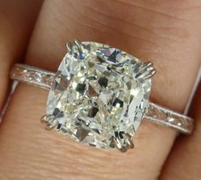 Cushion Cut 2.25Ct Diamond White Gold Finish Simulated Engagement Ring in Size 7