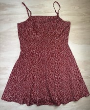 SHEIN Mini XL Spaghetti Strap Rust White Ditsy Floral Dress Women’s Summer Sun