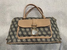 Dooney Bourke Vintage Monogram Canvas Satchel Leather Trim 1975 Logo