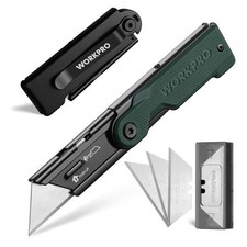 Cuchillo utilitario plegable WORKPRO con 10 hojas SK5 adicionales EDC cuchillo afilado EE. UU.