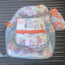Wonder Nation Girls Unicorn Floral Backpack Blue Polyester Zip Bottle Pocket Med