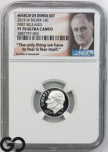 2015-W Silver Roosevelt Dime PROOF, March of Dimes Set, NGC PF-70 ULTRA CAMEO