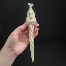 Blown Glass ICICLE SANTA Glitter Twist Christmas Ornament Made In Germany 8.5"