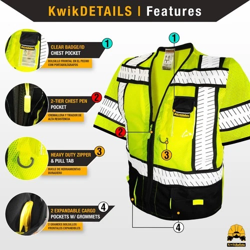 KwikSafety SPECIALIST Safety Vest (Multi-Use Pockets) Class 3 ANSI OSHA Hi Vis image 4