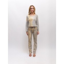 Just Cavalli Grey Tan Scale Print Pants Set