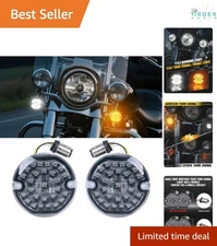 3-1/4 Inch LED Turn Signal Amber White Smoke Lens for Harley Front Rear