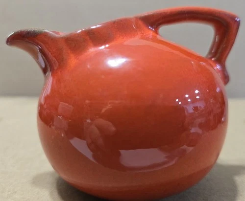 Frankoma FLAME RED #553 MINI BALL CREAMER.  2.5X3 INCHES