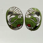 Miriam Haskell Clip On/Screw Back Earrings Japanese Crane Gold Tone Signed