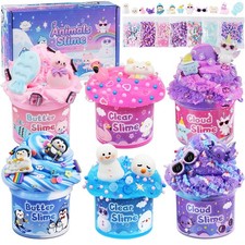 6 Pack Slimes, Slime for Kids 4.45 inches x 6.89 x 2.13 inches, Animal 