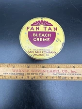 Fan Tan Bleach Creme Tin Vintage Advertising Makeup 1930s