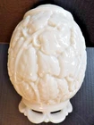 Antique Milk Glass Lamp Base Heavily Embossed Leaves & Vines  8" Tall