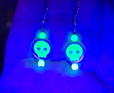 Skull Uranium Glass Earrings