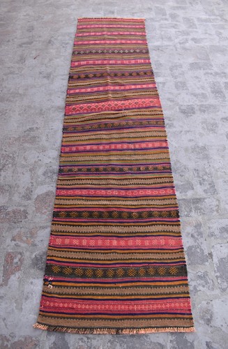 2x10 ft Vintage Afghan Tribal Kilim Rug Hand Woven Geometric Hallway Runner Rug - Picture 2 of 10