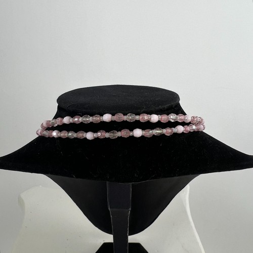 Vintage Y2K Pink & White Beaded Chandelier Necklace - Fairycore Princess Jewelry - Picture 4 of 6