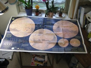 VINTAGE THE RED PLANET MARS MAP National Geographic February 1973 Two-sided