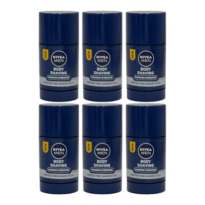 6 Pack Nivea Men Body Shaving Maximum Hydration Protecting Shave Stick 2.5 oz