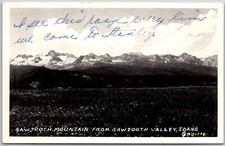 Sawtooth Mountain From Sawtooth Valley Idaho ID Real Photo RPPC Postcard