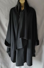 Ladies/women's Black Wool & Cashmere Cape Size 38/40 Or Uk10-12