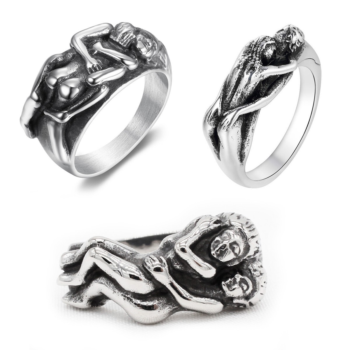 Gothic Different Sexual Position Ring Stainless Steel Unique Men